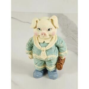 Piglet Pig Lover Piggy Uniform Suit Figurine Light Blue 4" Year 90s Home Decor